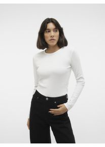 Véro Moda VERO MODA Damen Langarmshirt "VMCHLOE LS SHORT TOP JRS NOOS", weiß, modisch, Gr. XL, unifarben, Feinripp, Obermaterial: 95% Baumwolle, 5% Elasthan,