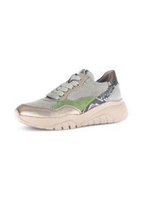 Gabor Damen Plateausneaker, Gr. 35, grün, Veloursleder, Glattleder, Leder, Reptilienprägung, metallic, sportlich, Schuhe, Schnürschuh, Halbschuh mit