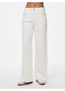 Pieces Damen High-waist-Jeans "PCSELMA HW WIDE JEANS OD NOOS BC", weiß, modisch, Gr. 25, unifarben, Denim/Jeans, Obermaterial: 99% Baumwolle, 1%