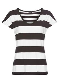 Laura Scott Damen T-Shirt, schwarz-weiß, casual, Gr. 32, gestreift, geringelt, Jersey, Obermaterial: 95% Viskose, 5% Elasthan, Shirts, im Streifen-Mix