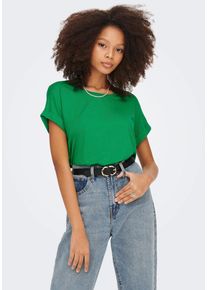 Only Damen T-Shirt "ONLMOSTER S/S O-NECK TOP NOOS JRS", grün, casual, Gr. XS, unifarben, Jersey, Obermaterial: 75% Viskose, 20% Polyester, 5%