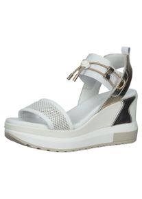 Nero Giardini Damen Keilsandalette "Nero Giardini Sandalen Lederimitat/Textil", Gr. 41, weiß, Lederimitat, Textil, casual, Schuhe