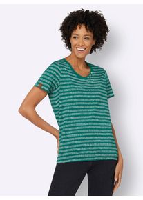 Casual Looks Damen Rundhalsshirt "Shirt", grün, Gr. 36, gemustert, mehrfarbig, 100% Baumwolle, Shirts