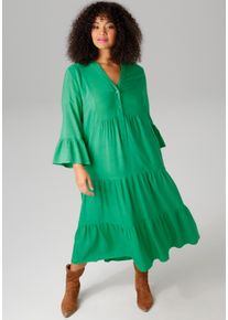 ANISTON PLUS Damen Midikleid, grün, modisch, Gr. 44, unifarben, Web, Obermaterial: 100% Viskose, Kleider, In trendigen Farben