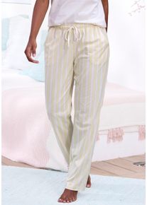Vivance Dreams Damen Pyjamahose, Gr. 32, weiß, Single Jersey, Obermaterial: 100% Baumwolle, gestreift, modisch, Hosen, mit zartem Streifenmuster