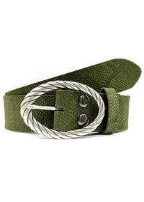 Damen Ledergürtel, grün, modisch, Gr. 100, RETTUNGSRING BY SHOWROOM 019, unifarben, Reptilienprägung, vintage, Leder, Gürtel, Reptilienprägung,