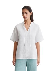 Marc O'Polo MARC O'POLO Damen Kurzarmbluse "aus leichter Qualität", weiß, elegant, Gr. 38, unifarben, Obermaterial: 100% Leinen, Blusen