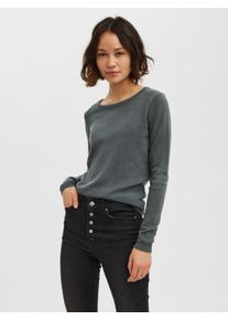Véro Moda VERO MODA Damen Rundhalspullover "VMCARE STRUCTURE LS O-NECK BLOU NOOS", grün, modisch, Gr. XS, unifarben, Ajourstrickmuster, Strukturmuster, Strick,