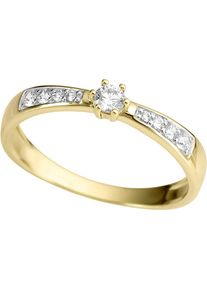 Firetti Damen Fingerring "Schmuck Geschenk Gold 333 Damenring Goldring Bicolor", 17, Gelbgold 333, 2mm, gelb, Gelbgold 333, Fingerringe, mit Zirkonia