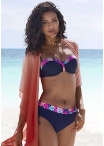 Lascana Damen Bügel-Bandeau-Bikini-Top "Exotic"navy, pink bedruckt, Gr. 36, bedruckt, Recycling-Polyamid, Bikini-Oberteile, mit bedruckter Blende an