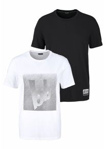 Bruno Banani Herren T-Shirt, schwarz-weiß, casual, Gr. XXL, unifarben, Single Jersey, Obermaterial: 100% Baumwolle, Shirts, Kurzarm, schmal