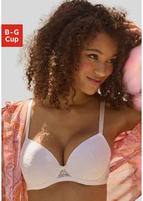 Vivance Damen Push-up-BH, Gr. 80, weiß, Spitze, Obermaterial: 67% Polyamid, 22% Polyester, 11% Elasthan, feminin, BHs, mit Bügel aus zarter Spitze in