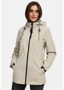 Manisa Damen Regenjacke, beige, casual, Gr. 50, unifarben, Obermaterial: 100% Polyester. Futter: 100% Polyester, Jacken, mit abnehmbarer Kapuze
