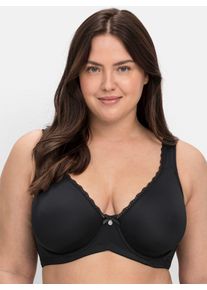 sheego Damen Bügel-BH, Gr. 90, schwarz-weiß, 82% Polyamid, 18% Elasthan, BHs