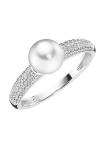 Lady Damen Fingerring, 17, Perlen-Silber 925 (Sterlingsilber), weiß, Perlen, Silber 925 (Sterlingsilber), Fingerringe
