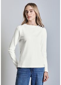 Street One Damen Langarmshirt, weiß, casual, Gr. 42, unifarben, Web, 57% Baumwolle, 38% Polyester, 5% Elasthan, Shirts, im soften Baumwoll-Mix