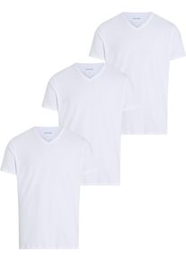 Herren T-Shirt "S/S V NECK 3PK", Calvin Klein Underwear, Gr. M, weiß, Jersey, Obermaterial: 57% Baumwolle, 38% Polyester, 5% Elasthan, unifarben,