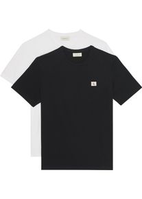 Herren T-Shirt "SS BADGE TEE 2 PACK"schwarz, hellweiß, casual, Gr. S, Calvin Klein Jeans, unifarben, Single Jersey, Obermaterial: 100% Baumwolle,