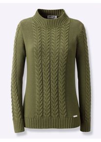Casual Looks Damen Strickpullover "Langarm-Pullover", grün, Gr. 38, gemustert, 100% Baumwolle, Pullover