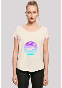 F4NT4STIC Damen T-Shirt "Retro Alien Weltraum Sonnenuntergang", weiß, casual, Gr. XS, Obermaterial: 100% Baumwolle, Shirts, Premium Qualität