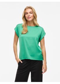 Vila Damen Kurzarmshirt "VIELLETTE S/S SATIN TOP - NOOS", grün, modisch, Gr. 38, unifarben, Satin, Obermaterial: 100% Polyester, Shirts, Satin Optik
