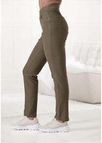 H.I.S. H.I.S Damen Schlupfhose, Gr. 36, grün, Obermaterial: 70% Baumwolle, 25% Polyester, 5% Elasthan, unifarben, Basic, Hosen, in Jeans Optik, Loungewear