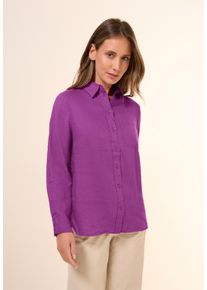 Cecil Damen Langarmblusemagenta lacquer, casual, Gr. M, unifarben, Web, 100% Leinen, Blusen, mit Brusttasche