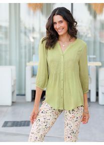 Inspirationen Damen Schlupfbluse, grün, Gr. 40, unifarben, 100% Viskose, Blusen