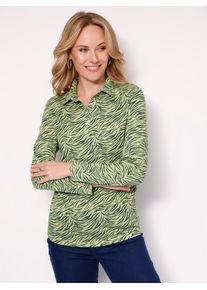 Damen Langarmshirt "Langarm-Shirt", grün, Gr. 56, gemustert, mehrfarbig, animal-print, 100% Baumwolle, Shirts