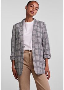 Pieces Damen Blusenblazer "PCBOSELLA 3/4 PRINTED BLAZER NOOS", schwarz-weiß, modisch, Gr. L, kariert, mehrfarbig, kontrastfarbene Details, gemustert,