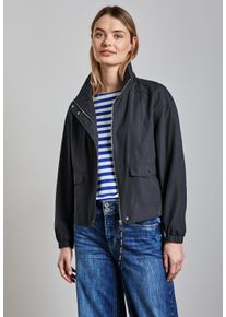Street One Damen Kurzjacke, blau, casual, Gr. 46, unifarben, Stoff, Obermaterial: 62% Polyester, 38% Baumwolle; Futter: 100% Polyester, Jacken, aus