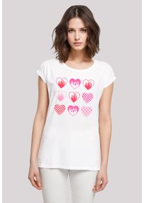 F4NT4STIC Damen T-Shirt "Internationaler Frauentag: Herzen in Flammen", weiß, casual, Gr. XL, Obermaterial: 100% Baumwolle, Shirts, Premium Qualität