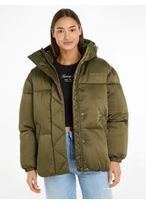 Tommy Jeans Damen Steppjacke "TJW OVR SATIN PUFFER", grün, casual, Gr. M, unifarben, Web, Obermaterial: 100% Polyester. Wattierung: 100% Polyester,