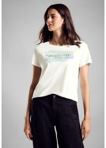 Street One Damen T-Shirt, weiß, casual, Gr. 46, bedruckt, Web, Stoff, 50% Baumwolle, 50% Modal, Shirts, im soften Baumwoll-Mix