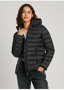 Pepe Jeans Damen Outdoorjacke "AMMY SHORT", schwarz, casual, Gr. XL, Web, Obermaterial: 100% Polyamid, Jacken, mit abnehmbarer Kapuze