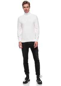 Rusty Neal Herren Rollkragenpullover, weiß, casual, Gr. S, unifarben, 70% Polyacryl, 30% Baumwolle, Pullover, in stilvollem Feinstrick