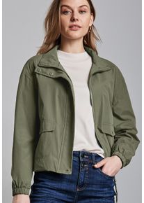 Street One Damen Kurzjacke, grün, casual, Gr. 36, unifarben, Web, Obermaterial: 62% Polyester, 38% Baumwolle, Jacken, mit Stehkragen