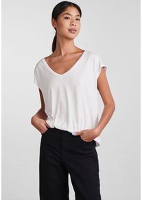 Pieces Damen Kurzarmshirt "PCKAMALA TEE NOOS BC", weiß, casual, Gr. M, unifarben, Single Jersey, Obermaterial: 73% Modal, 27% Polyester, Shirts