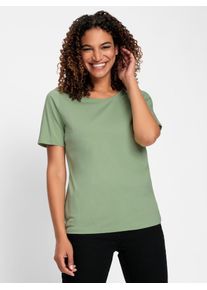 Casual Looks Damen Kurzarmshirt "Kurzarm-Shirt", grün, Gr. 36, unifarben, 95% Baumwolle, 5% Elasthan, Shirts
