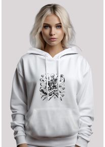 F4NT4STIC Damen Kapuzenpullover "Skelettpaar tanzt mit Band", weiß, casual, Gr. XS, Obermaterial: 65% Baumwolle, 35% Polyester, Pullover, Premium
