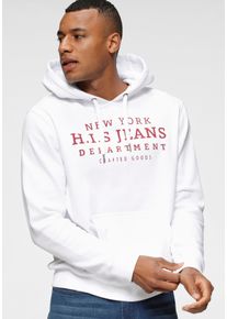 H.I.S. H.I.S Herren Kapuzensweatshirt, weiß, casual, Gr. M, bedruckt, angeraute Sweatware, Obermaterial: 60% Baumwolle, 40% Polyester, Sweatshirts, mit