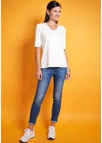 Seidel Moden Damen V-Shirt, weiß, casual, Gr. 48, Jersey, Obermaterial: 95% Viskose, 5% Elasthan, Shirts, mit Halbarm aus softem Material, MADE IN