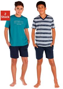 Le Jogger Kinder Pyjama, Gr. 122, bunt, Jersey, Obermaterial: 100% Baumwolle, gestreift, bedruckt, Basic, Homewear-Sets, mit unterschiedlichen Shirts