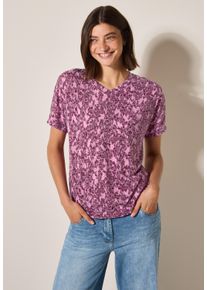 Cecil Damen T-Shirtcherry blossom pink, casual, Gr. L, bedruckt, Stoff, 65% Polyester, 35% Viskose, Shirts, mit V-Ausschnitt
