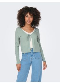Only Damen Strickjacke "ONLCARLOTTA L/S STRING CARDIGAN JRS", grün, modisch, Gr. L, unifarben, Strick, Obermaterial: 100% Baumwolle, Strickjacken