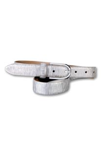 Silbergift Damen Ledergürtel, weiß, elegant,festlich,feminin,modisch, Gr. 85, unifarben, Rindsleder, Gürtel, mit Metallic-Effekt