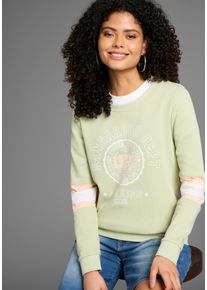 Kangaroos Damen Sweatshirt, grün, casual, Gr. 40, bedruckt, gestreift, angeraute Sweatware, Obermaterial: 80% Baumwolle, 20% Polyester, Sweatshirts,