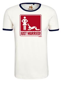 logoshirt Herren T-Shirt "Just Married", weiß, casual, Gr. XL, unifarben, 100% Baumwolle, Shirts, mit lustigem Print