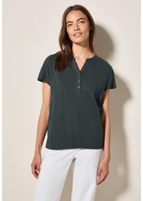 Cecil Damen Tunikashirtslate khaki, casual, Gr. S, unifarben, Web, 100% Baumwolle, Shirts, aus reiner Baumwolle