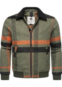 Ragwear Herren Outdoorjacke "Sivval Check", grün, casual, Gr. S, angeraute Sweatware, Obermaterial: 100% Polyester, Innenfutter: 100% Polyester,
